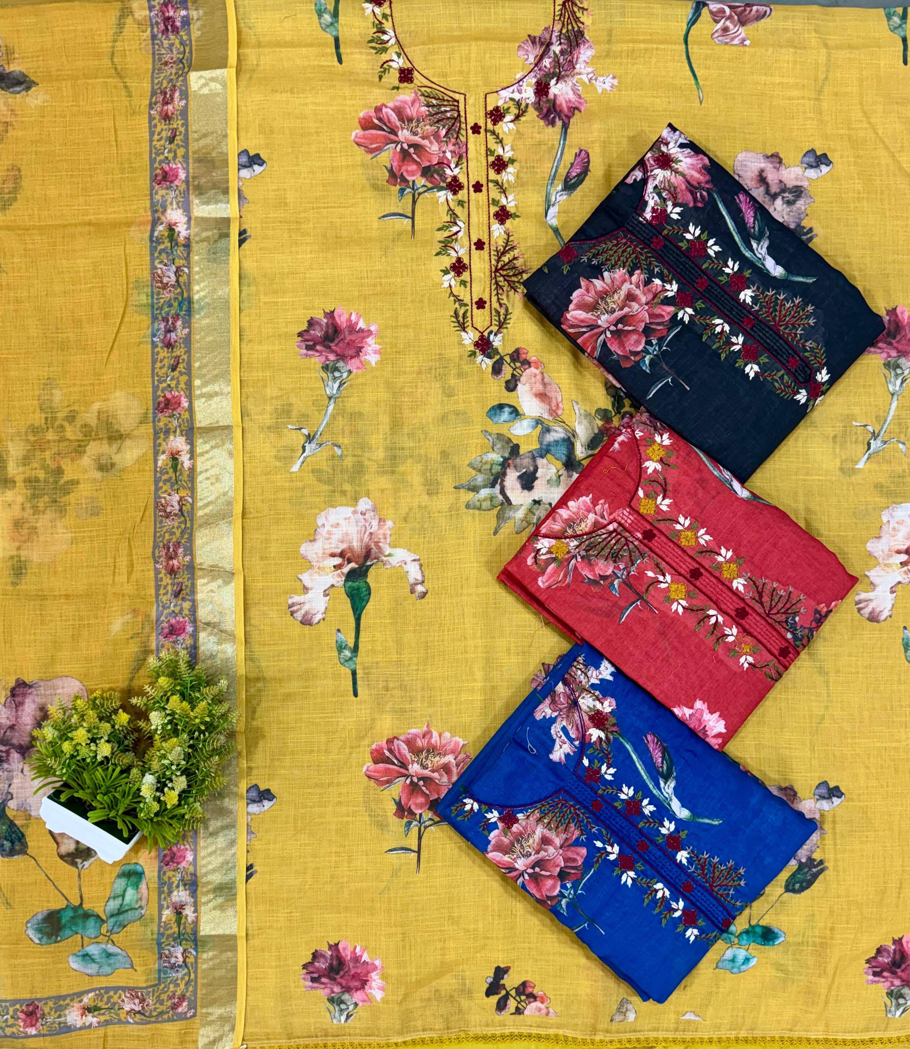 Linen Series By Shurooq Stylish Beautiful Colourful Linen Dresses At Wholesale Price